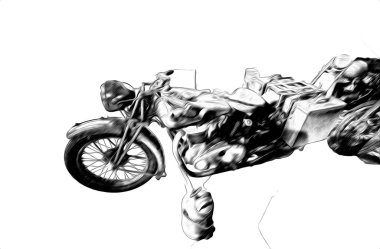 İkinci Dünya Savaşı 'ndan beri izole edilmiş beyaz bir geçmişi olan eski bir askeri motosiklet.