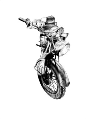 İkinci Dünya Savaşı 'ndan beri izole edilmiş beyaz bir geçmişi olan eski bir askeri motosiklet.