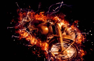 İkinci Dünya Savaşı 'ndan beri izole edilmiş beyaz bir geçmişi olan eski bir askeri motosiklet.