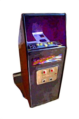 Soyut tasarımı, çizimi ve boyası olan renkli retro oyun makinesi