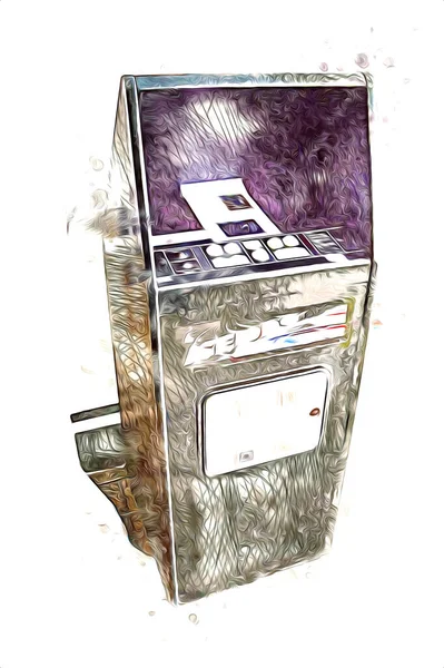 Färgglada Retro Arkad Spel Maskin Med Abstrakt Design Illustration Färg — Stockfoto