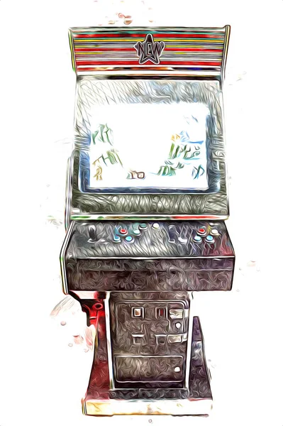 Barevný Retro Herní Automat Abstraktním Designem Ilustrací Nátěrem — Stock fotografie