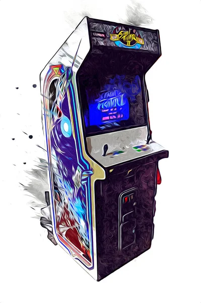 Máquina Juego Arcade Retro Colorido Con Diseño Abstracto Ilustración Pintura — Foto de Stock