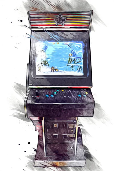 Bunte Retro Arcade Spielmaschine Mit Abstraktem Design Illustration Farbe — Stockfoto