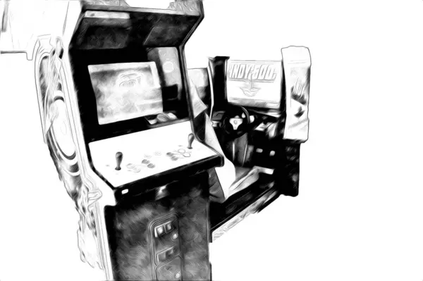 Máquina Juego Arcade Retro Colorido Con Diseño Abstracto Ilustración Pintura —  Fotos de Stock