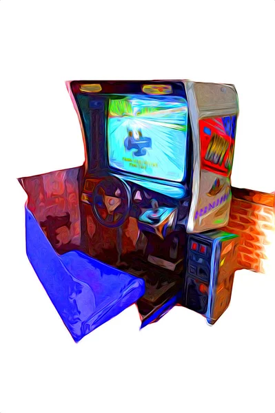 Máquina Jogo Arcade Retro Colorido Com Design Abstrato Ilustração Pintura — Fotografia de Stock