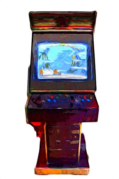 Красочный Ретро Игровой Автомат Абстрактным Дизайном Иллюстрацией Краской — стоковое фото