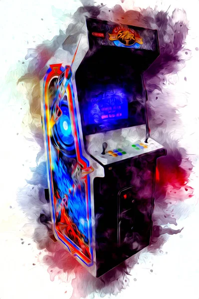 Máquina Jogo Arcade Retro Colorido Com Design Abstrato Ilustração Pintura — Fotografia de Stock