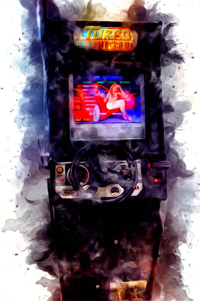 Máquina Juego Arcade Retro Colorido Con Diseño Abstracto Ilustración Pintura — Foto de Stock