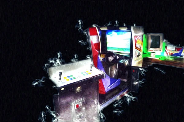 Máquina Juego Arcade Retro Colorido Con Diseño Abstracto Ilustración Pintura —  Fotos de Stock