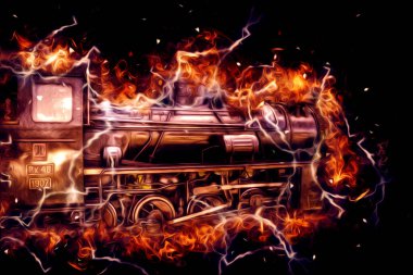 Eski buharlı lokomotif motoru antika