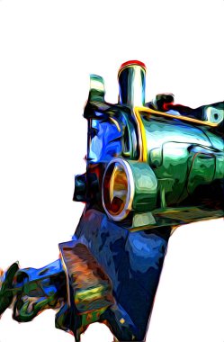 Eski buharlı lokomotif motoru antika