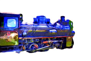 Eski buharlı lokomotif motoru antika