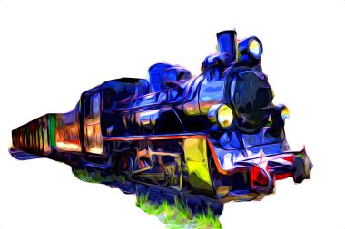 Eski buharlı lokomotif motoru antika