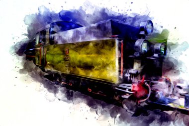 Eski buharlı lokomotif motoru antika