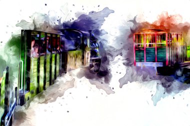 Eski buharlı lokomotif motoru antika