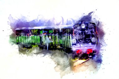 Eski buharlı lokomotif motoru antika