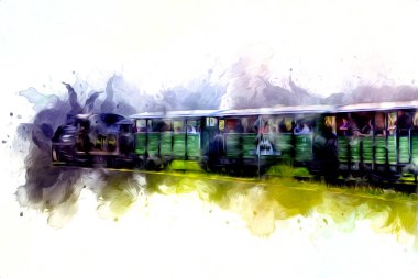 Eski buharlı lokomotif motoru antika