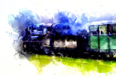 Eski buharlı lokomotif motoru antika