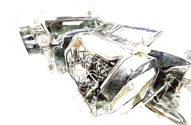 Klasik Retro Klasik Eski Araba Çizimi