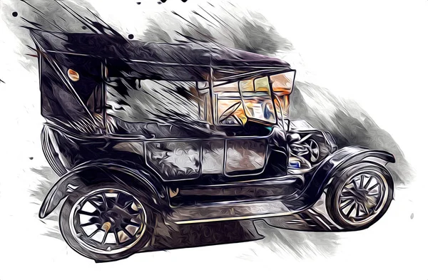 Vintage Retro Classic Old Car Illustration — Stock Photo, Image