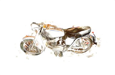 Motosiklet görüntüleme rengi izole edilmiş sanat antika retro