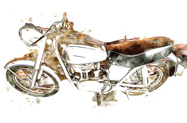Motosiklet görüntüleme rengi izole edilmiş sanat antika retro