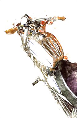 Motosiklet görüntüleme rengi izole edilmiş sanat antika retro