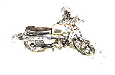 Motosiklet görüntüleme rengi izole edilmiş sanat antika retro