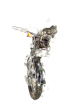 Motosiklet görüntüleme rengi izole edilmiş sanat antika retro