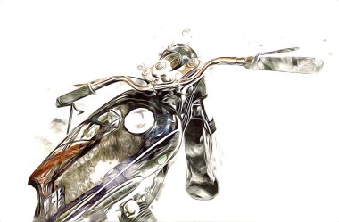 Motosiklet görüntüleme rengi izole edilmiş sanat antika retro
