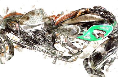 Motosiklet görüntüleme rengi izole edilmiş sanat antika retro