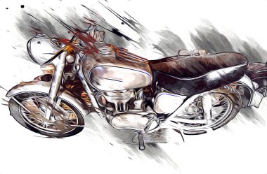 Motosiklet görüntüleme rengi izole edilmiş sanat antika retro