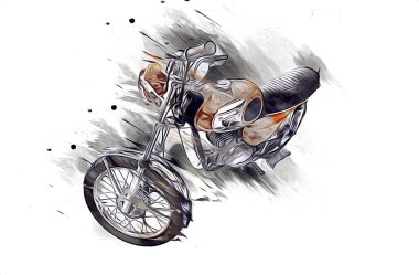 Motosiklet görüntüleme rengi izole edilmiş sanat antika retro