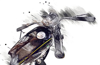 Motosiklet görüntüleme rengi izole edilmiş sanat antika retro