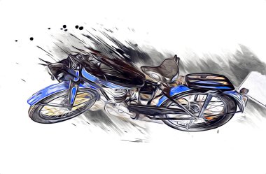 Motosiklet görüntüleme rengi izole edilmiş sanat antika retro