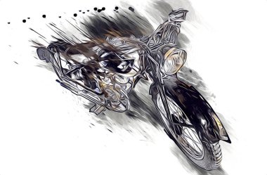 Motosiklet görüntüleme rengi izole edilmiş sanat antika retro