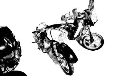 Motosiklet görüntüleme rengi izole edilmiş sanat antika retro