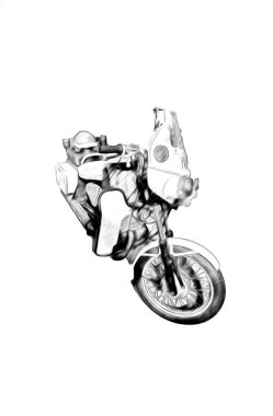 Motosiklet görüntüleme rengi izole edilmiş sanat antika retro