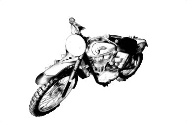 Motosiklet görüntüleme rengi izole edilmiş sanat antika retro