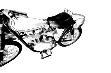 Motosiklet görüntüleme rengi izole edilmiş sanat antika retro