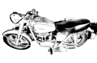 Motosiklet görüntüleme rengi izole edilmiş sanat antika retro