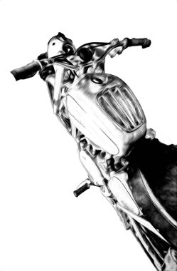 Motosiklet görüntüleme rengi izole edilmiş sanat antika retro