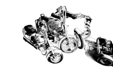 Motosiklet görüntüleme rengi izole edilmiş sanat antika retro