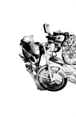 Motosiklet görüntüleme rengi izole edilmiş sanat antika retro
