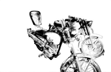 Motosiklet görüntüleme rengi izole edilmiş sanat antika retro