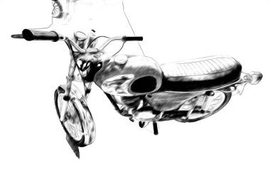 Motosiklet görüntüleme rengi izole edilmiş sanat antika retro