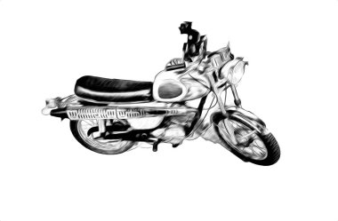 Motosiklet görüntüleme rengi izole edilmiş sanat antika retro