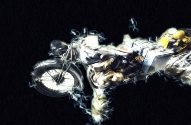 İkinci Dünya Savaşı 'ndan beri izole edilmiş beyaz bir geçmişi olan eski bir askeri motosiklet.