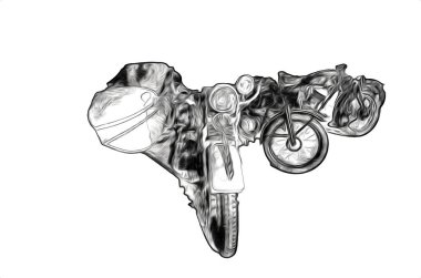 İkinci Dünya Savaşı 'ndan beri izole edilmiş beyaz bir geçmişi olan eski bir askeri motosiklet.